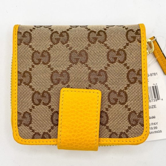 Gucci Handbags - GUCCI Yellow and Brown GG Compact Bifold Wallet - Authenticated